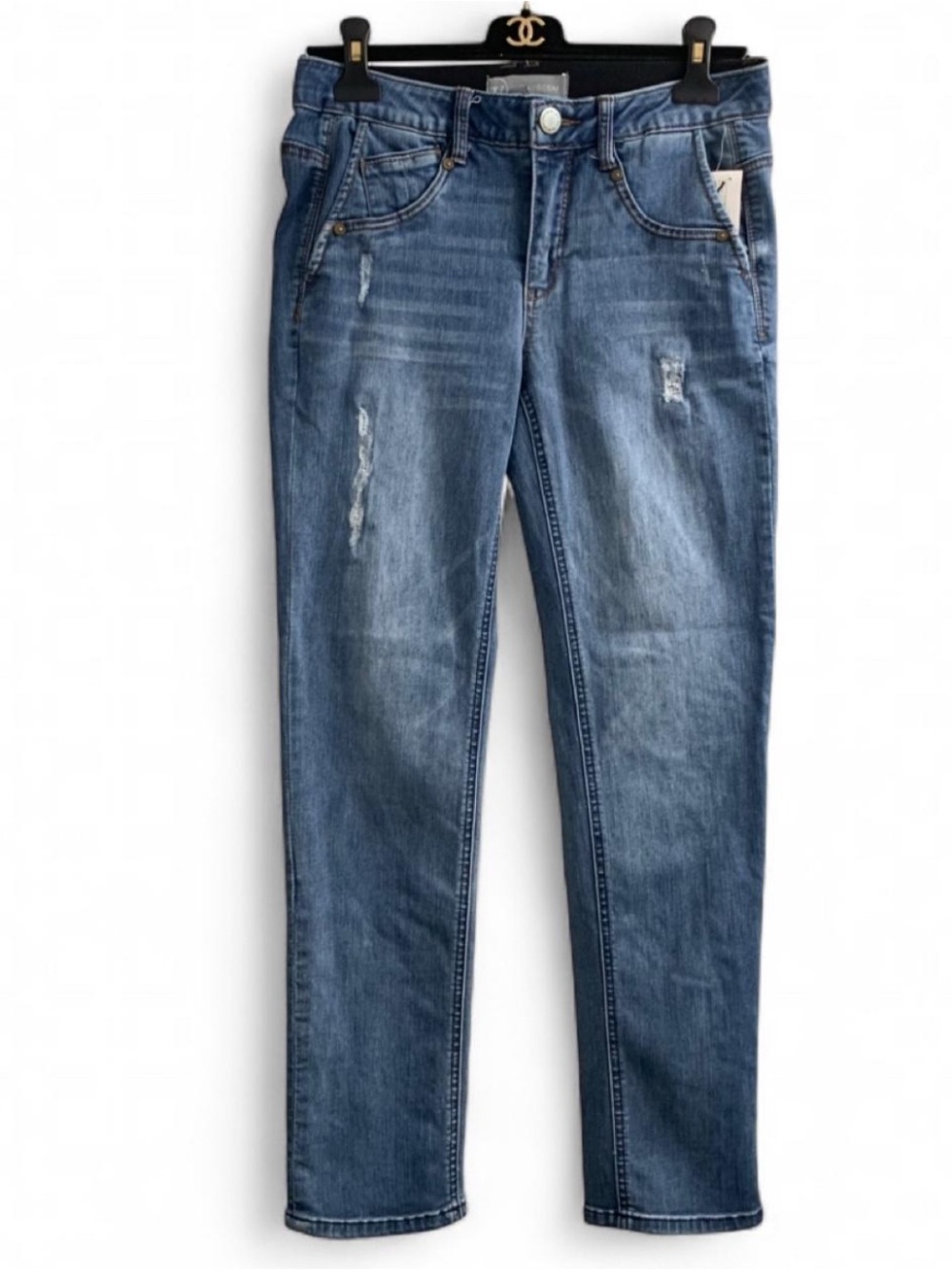 NWT Wit & Wisdom Distressed Blue Skinny Jeans size 4 #denim